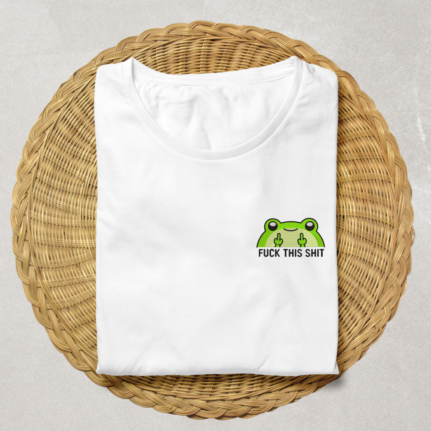 grumpy frog shirt embroidery with “Fck This Sht”