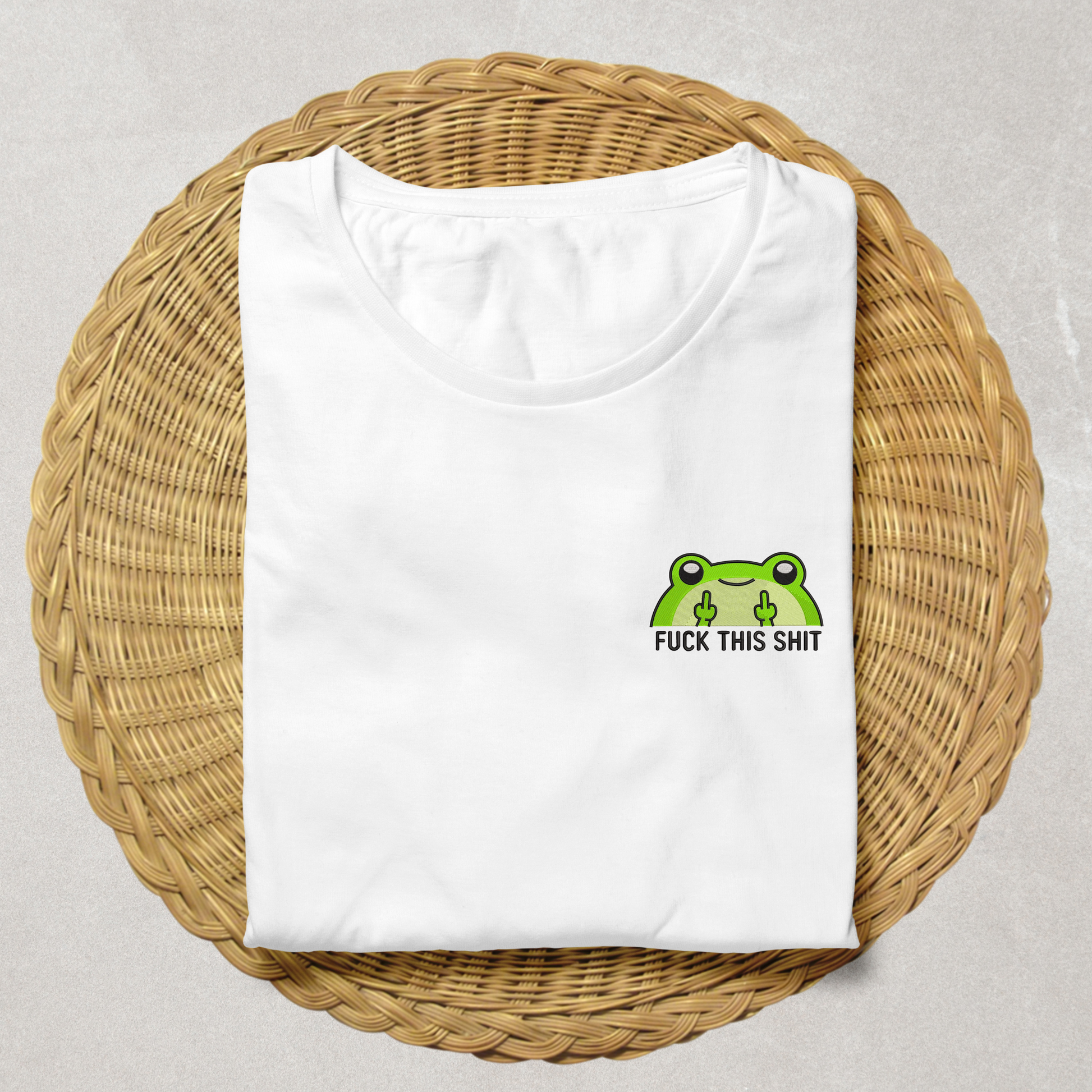 grumpy frog shirt embroidery with “Fck This Sht”